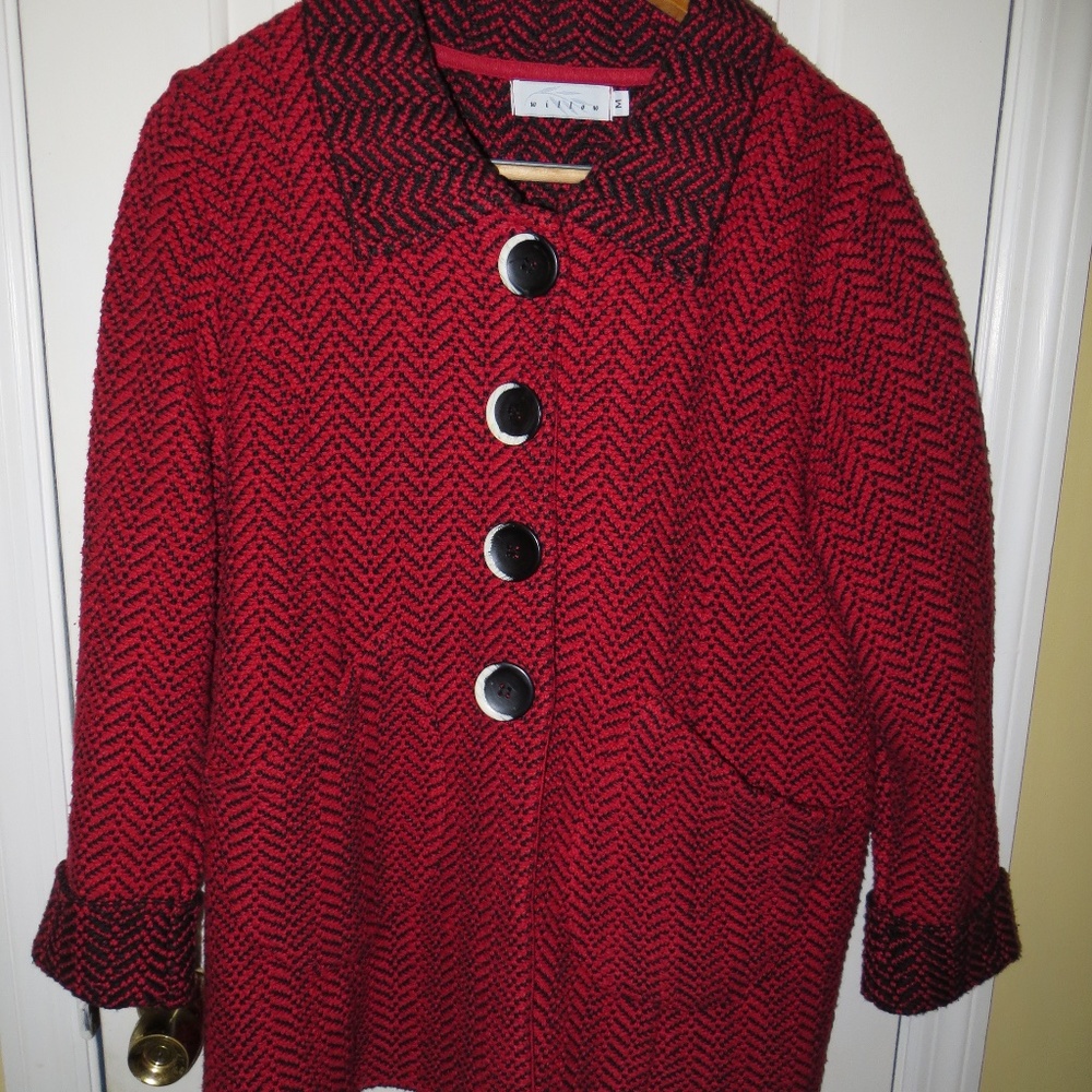 "Willow Boutique" luxurious red/black tunic jacket size M